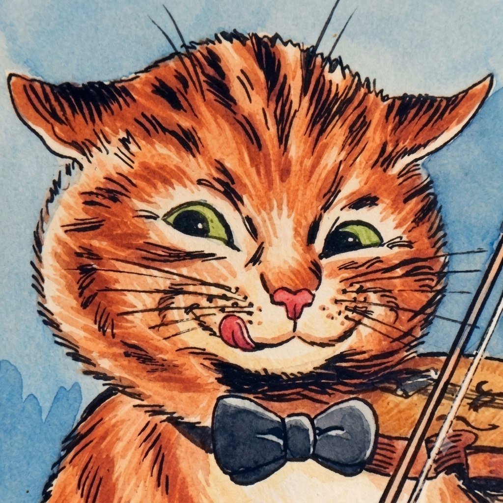 $WAIN meme coin artwork — cat playing violin